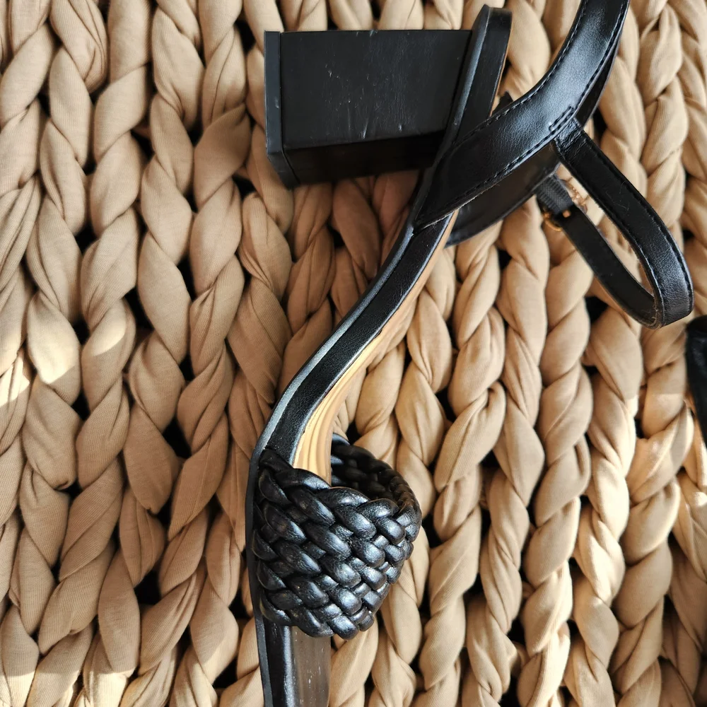 Black Braided Strap Heels - Picture 3 of 5